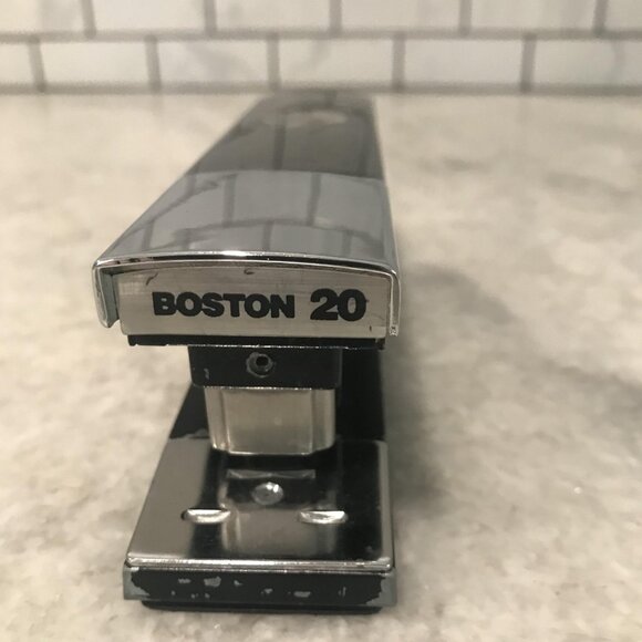 Boston 20 Hunt Stapler Texaco Logo Black Chrome Desktop Metal Made in USA Office - Picture 7 of 8